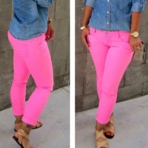 Abercrombie and Fitch Hot Pink Skinny Jeans.